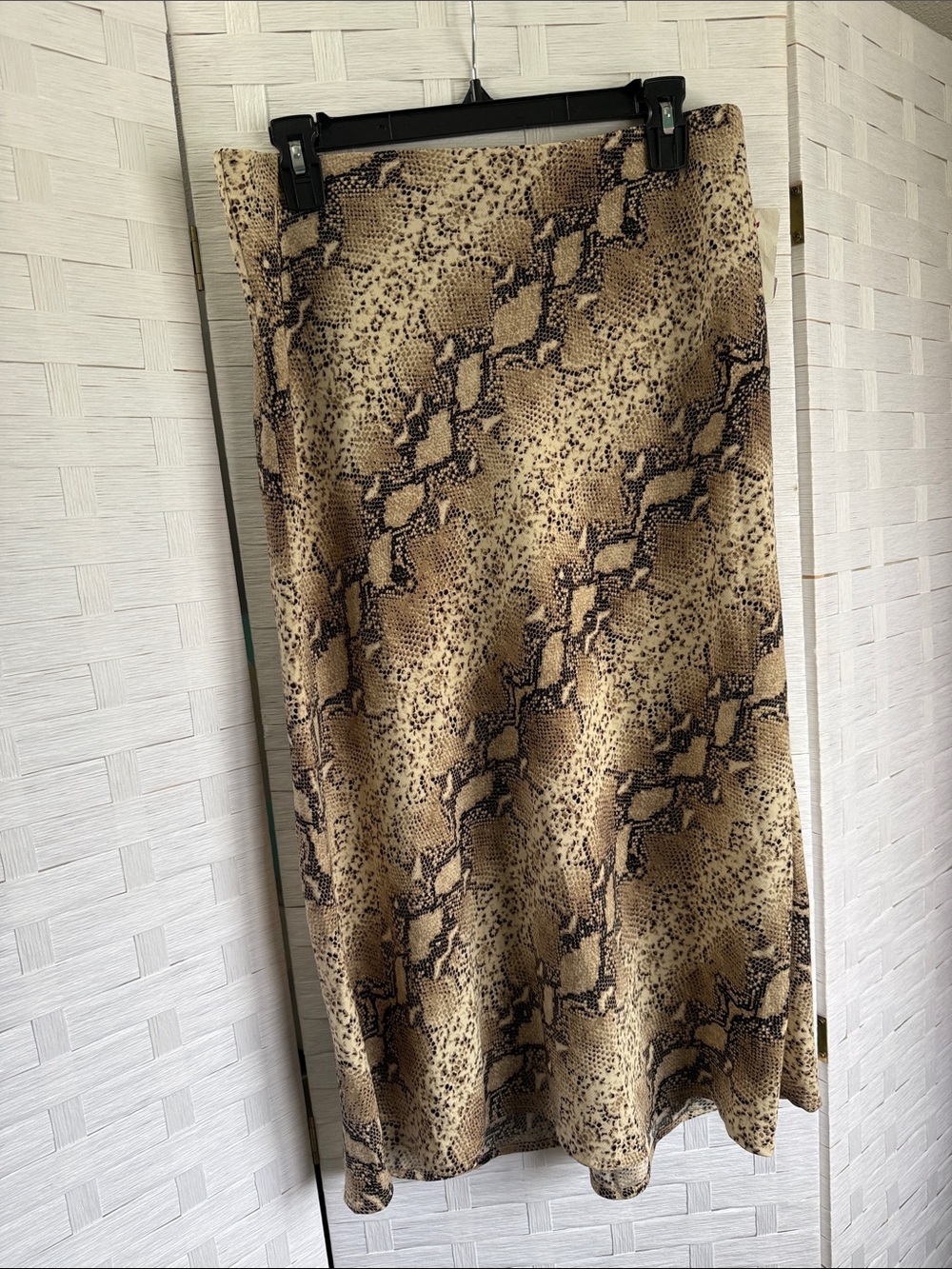 Rachel Zoe Beige and Brown Snake-Print Midi Skirt size 8